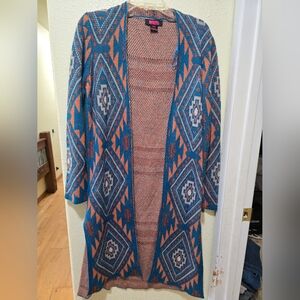 Rock & Roll Cowgirl Blue and Orange Cardigan